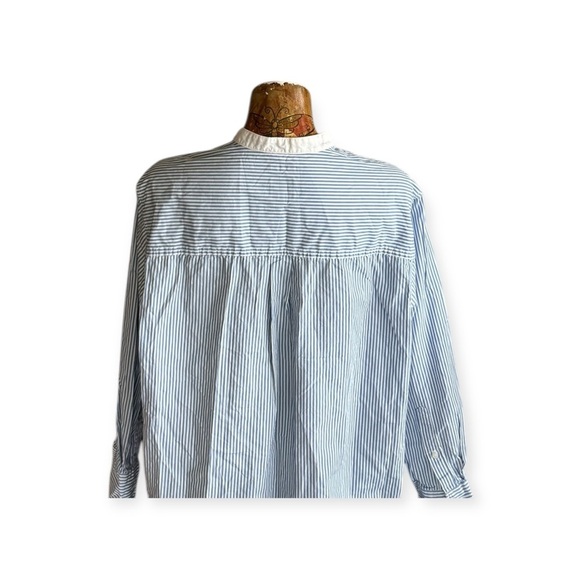 GAP BIG shirt loose oversized striped blue white medium cotton - Picture 5 of 10